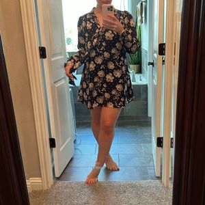 Deep navy long sleeve shift dress S